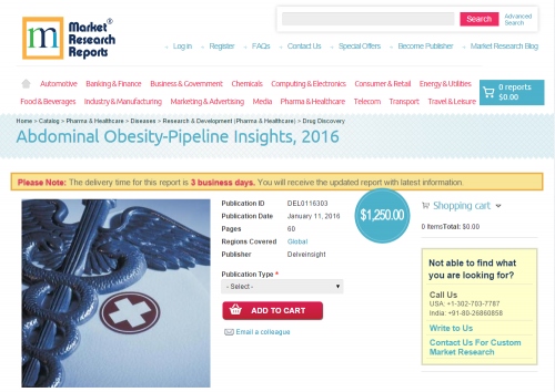 Abdominal Obesity-Pipeline Insights, 2016'