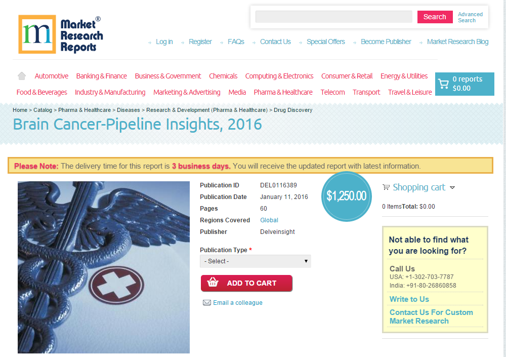 Brain Cancer-Pipeline Insights, 2016
