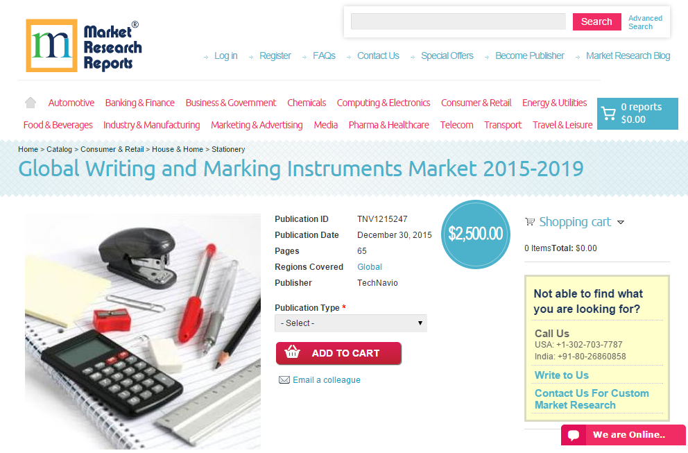 Global Writing and Marking Instruments Market 2015 - 2019'