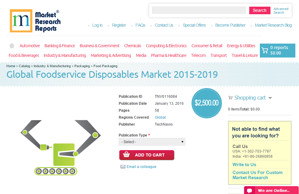 Global Foodservice Disposables Market 2015 - 2019'