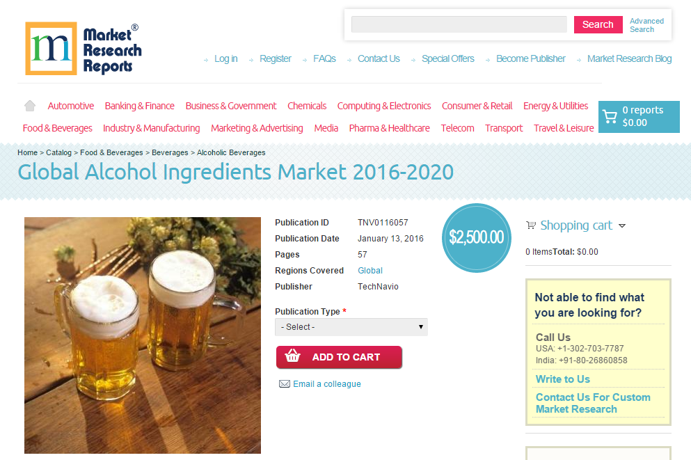 Global Alcohol Ingredients Market 2016 - 2020