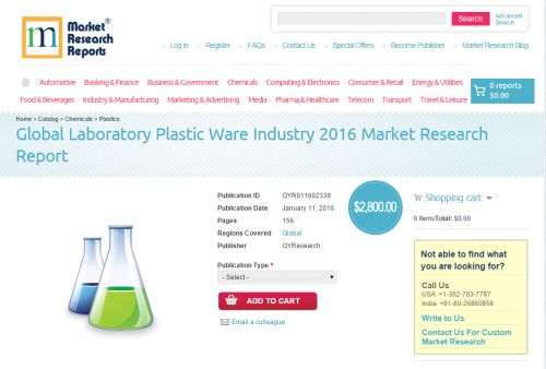 Global Laboratory Plastic Ware Industry 2016'