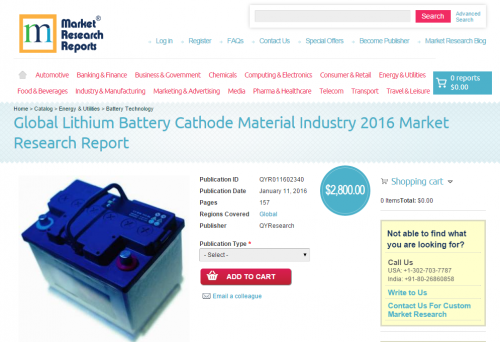 Global Lithium Battery Cathode Material Industry 2016'