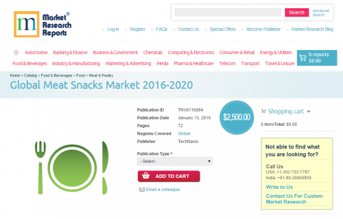 Global Meat Snacks Market 2016 - 2020'