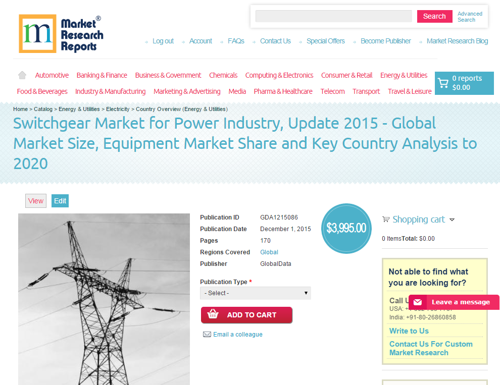 Switchgear Market for Power Industry, Update 2015