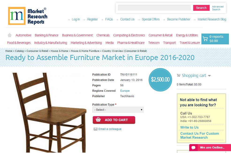 Ready to Assemble Furniture Market in Europe 2016 - 2020'