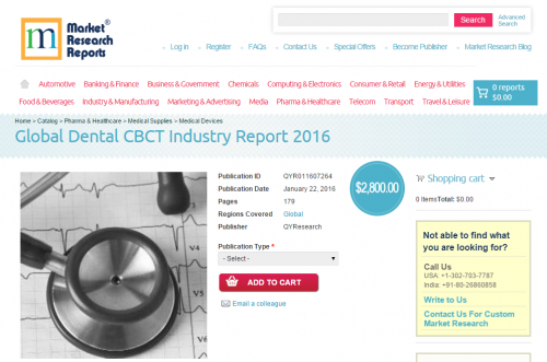 Global Dental CBCT Industry Report 2016'