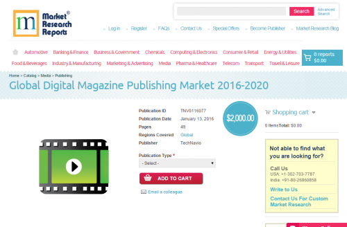 Global Digital Magazine Publishing Market 2016 - 2020'