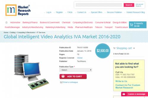 Global Intelligent Video Analytics IVA Market 2016 - 2020'