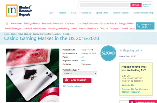 Casino Gaming Market in the US 2016 - 2020'