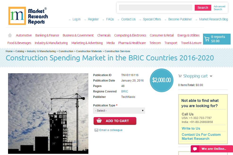 Construction Spending Market in the BRIC Countries 2016'