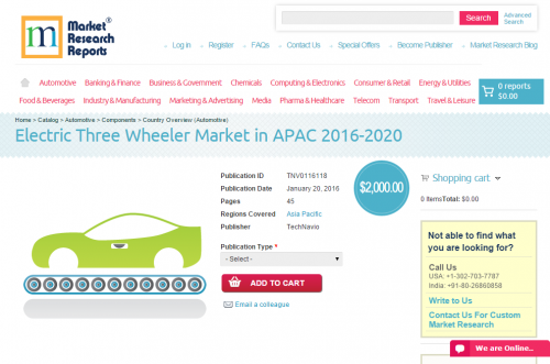 Electric Three Wheeler Market in APAC 2016 - 2020'