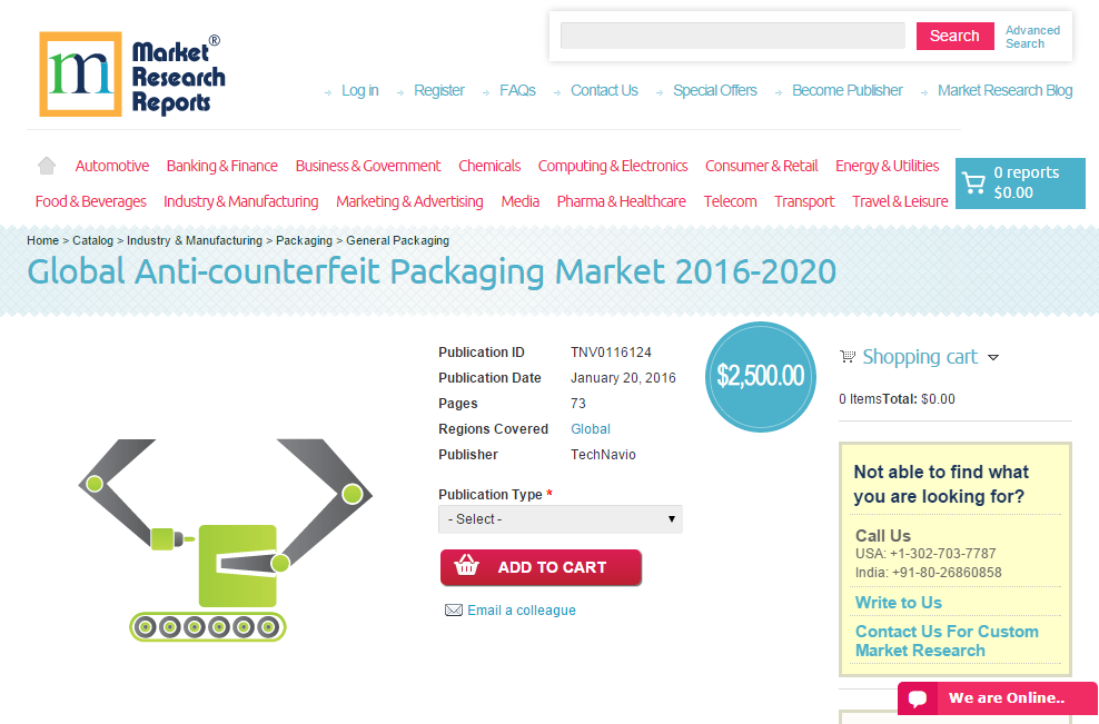 Global Anti-counterfeit Packaging Market 2016 - 2020