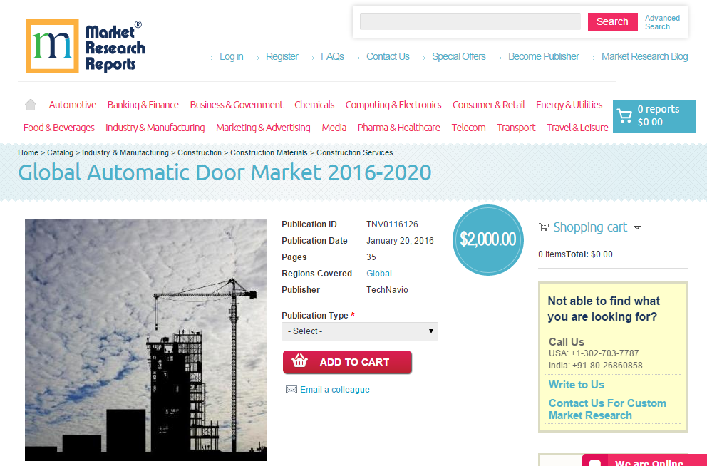 Global Automatic Door Market 2016 - 2020