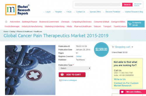Global Cancer Pain Therapeutics Market 2015 - 2019'