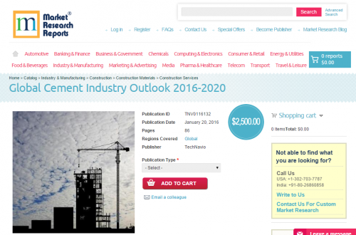 Global Cement Industry Outlook 2016 - 2020'