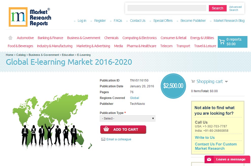 Global E-learning Market 2016 - 2020