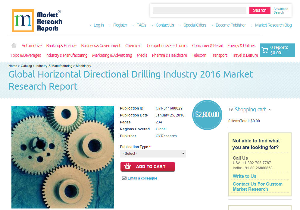 Global Horizontal Directional Drilling Industry 2016