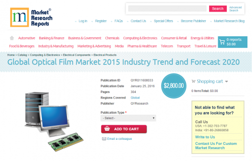 Global Optical Film Market 2015 Industry Trend and Forecast'
