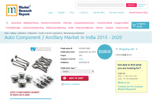 Auto Component / Ancillary Market in India 2015 - 2020'