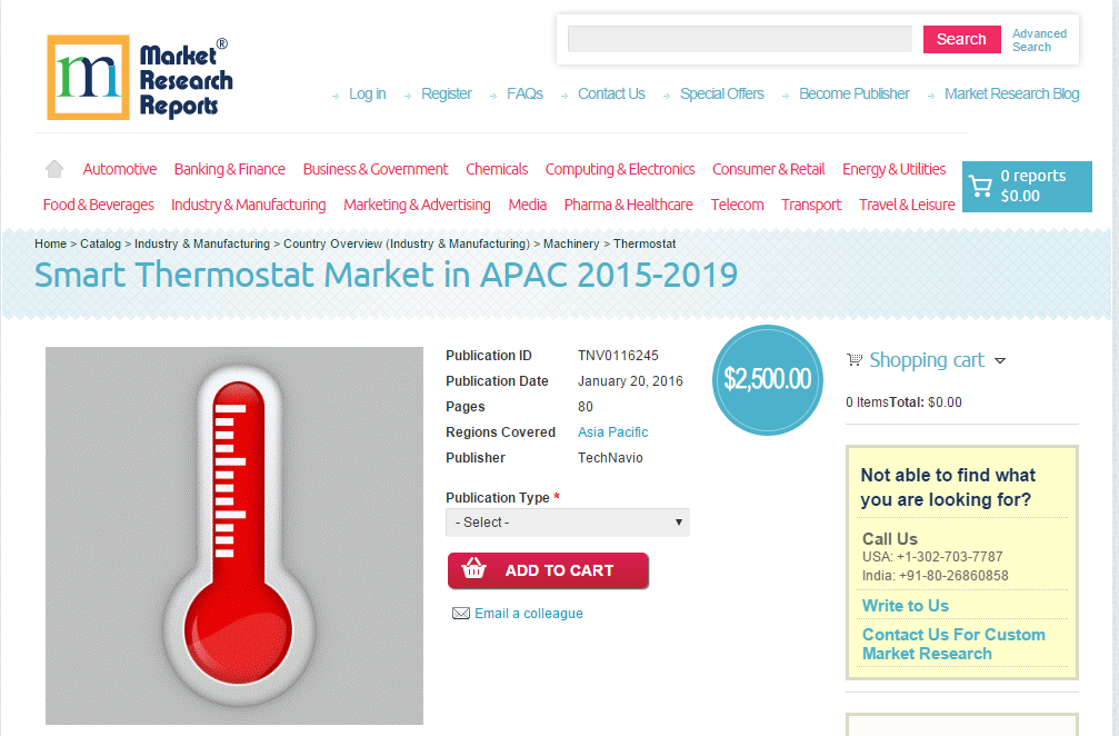 Smart Thermostat Market in APAC 2015 - 2019