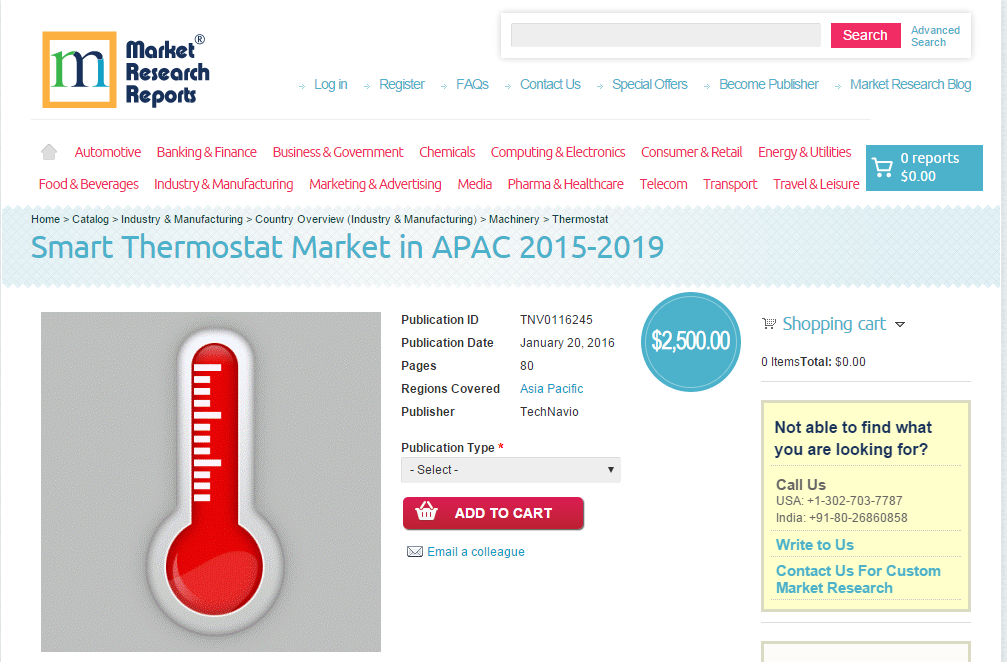 Smart Thermostat Market in APAC 2015 - 2019'