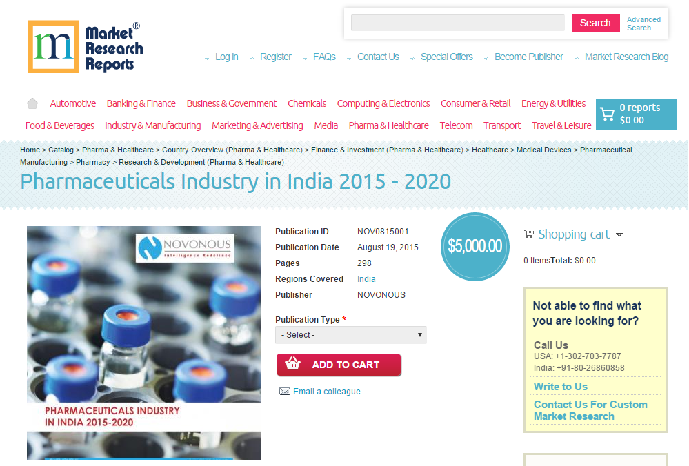 Pharmaceuticals Industry in India 2015 - 2020
