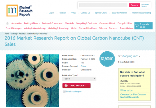 2016 Market Research Report on Global Carbon Nanotube (CNT)'
