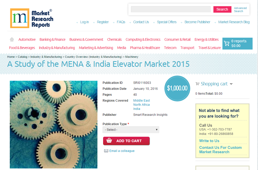 A Study of the MENA &amp; India Elevator Market 2015