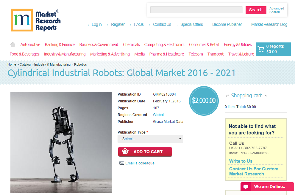 Cylindrical Industrial Robots: Global Market 2016 - 2021