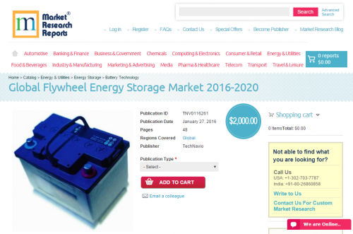 Global Flywheel Energy Storage Market 2016 - 2020'