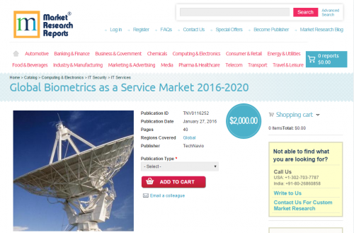 Global Biometrics as a Service Market 2016 - 2020'