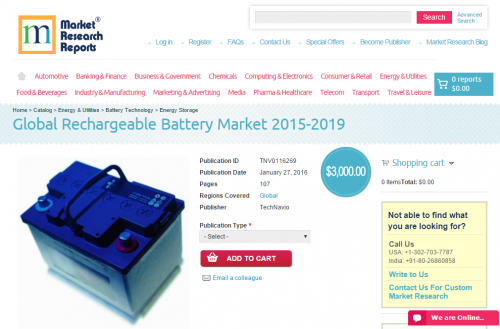 Global Rechargeable Battery Market 2015 - 2019'