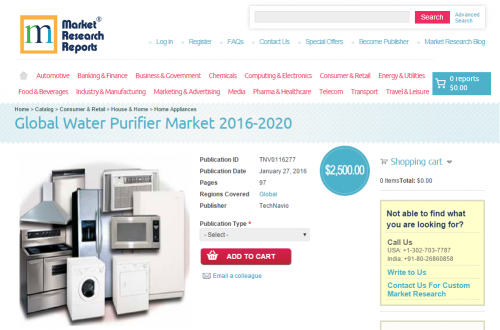 Global Water Purifier Market 2016 - 2020'
