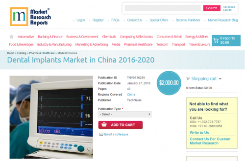 Dental Implants Market in China 2016 - 2020'