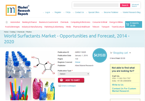 World Surfactants Market - Opportunities and Forecast, 2014'