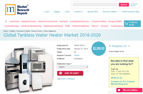 Global Tankless Water Heater Market 2016 - 2020'