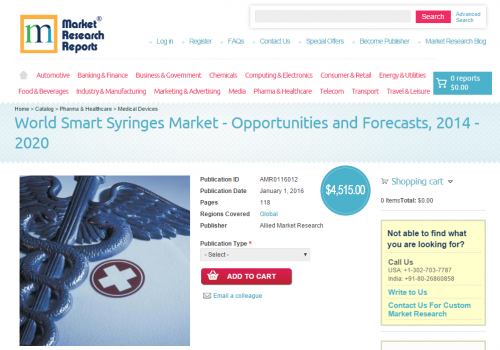 World Smart Syringes Market - Opportunities and Forecasts'