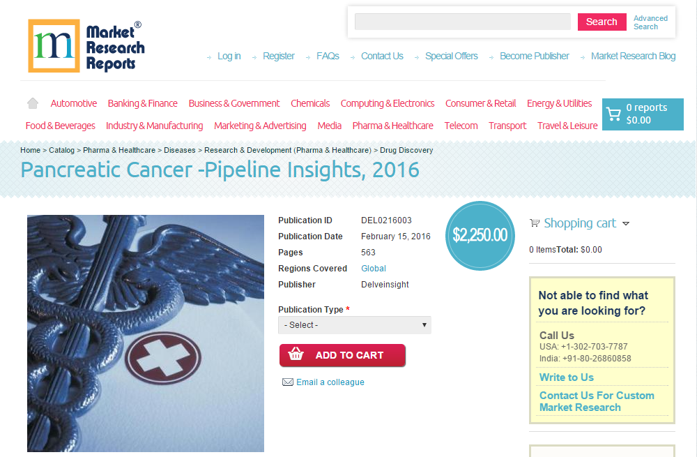 Pancreatic Cancer - Pipeline Insights, 2016