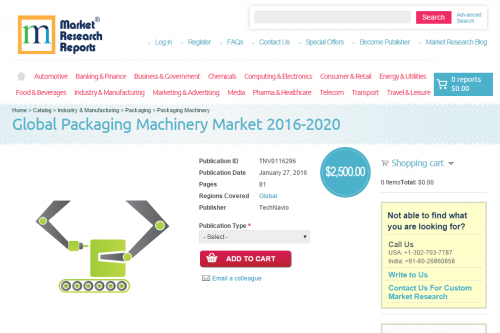 Global Packaging Machinery Market 2016 - 2020'