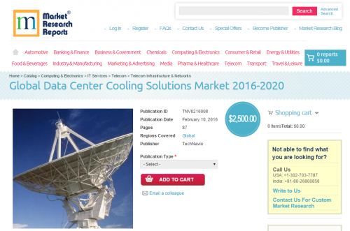 Global Data Center Cooling Solutions Market 2016 - 2020'