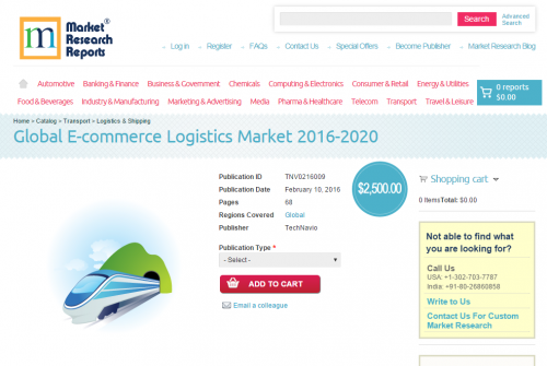 Global E-commerce Logistics Market 2016 - 2020'