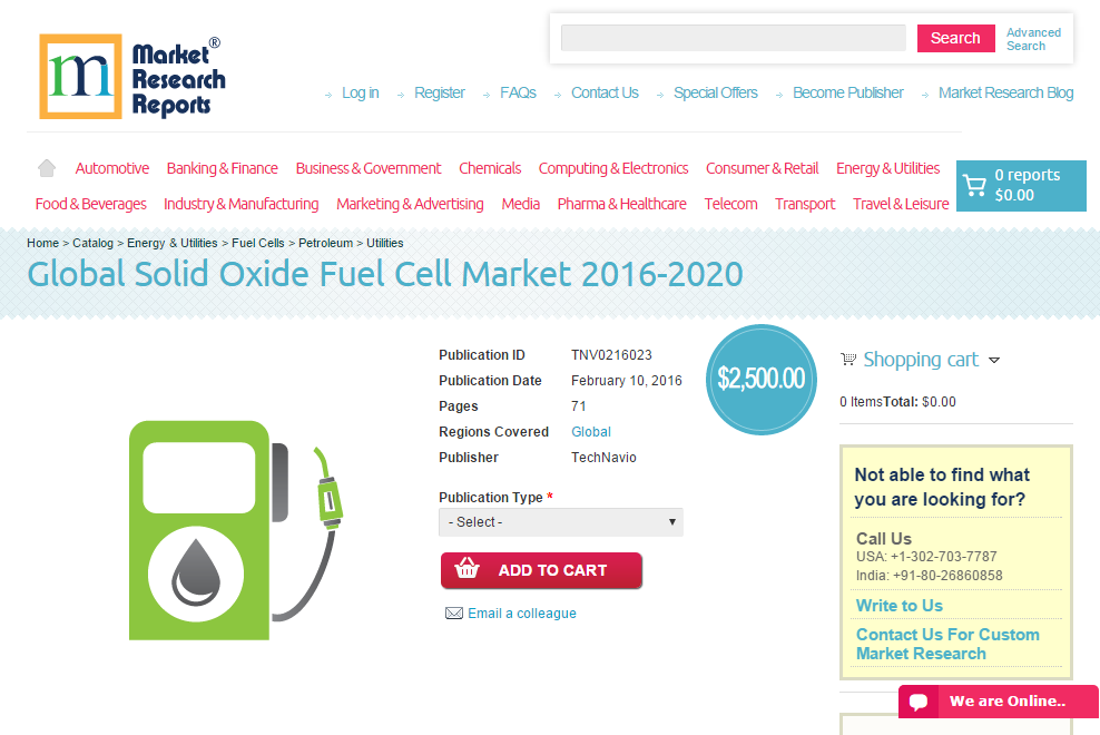 Global Solid Oxide Fuel Cell Market 2016 - 2020