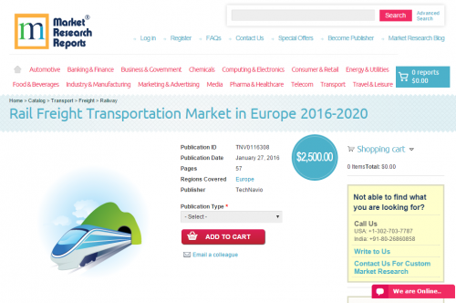 Rail Freight Transportation Market in Europe 2016 - 2020'
