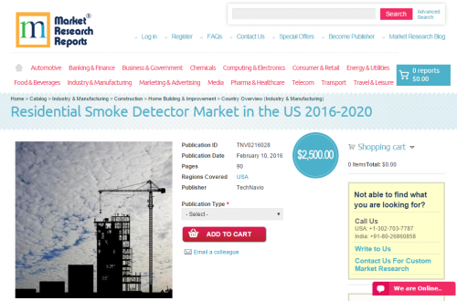 Residential Smoke Detector Market in the US 2016 - 2020'