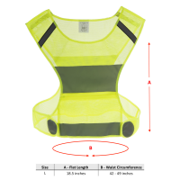 Size chart for All Star Active reflective vest.