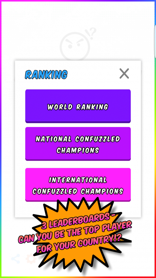 Leaderboard Rankings on Confuzzled game.'
