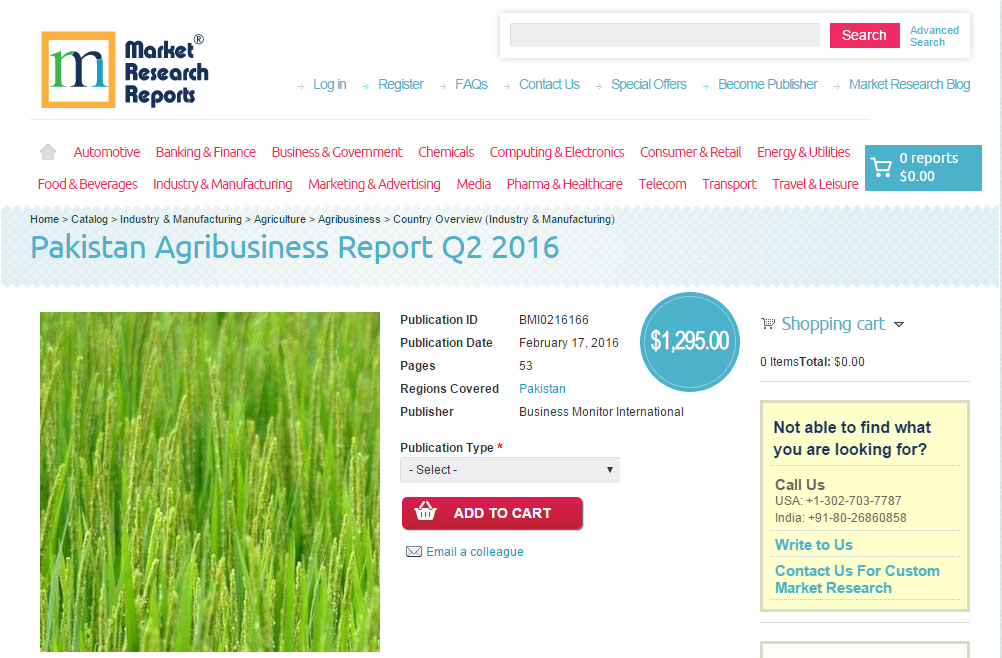 Pakistan Agribusiness Report Q2 2016
