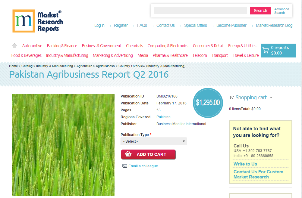 Pakistan Agribusiness Report Q2 2016'