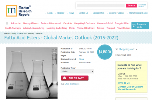 Fatty Acid Esters - Global Market Outlook (2015-2022)'